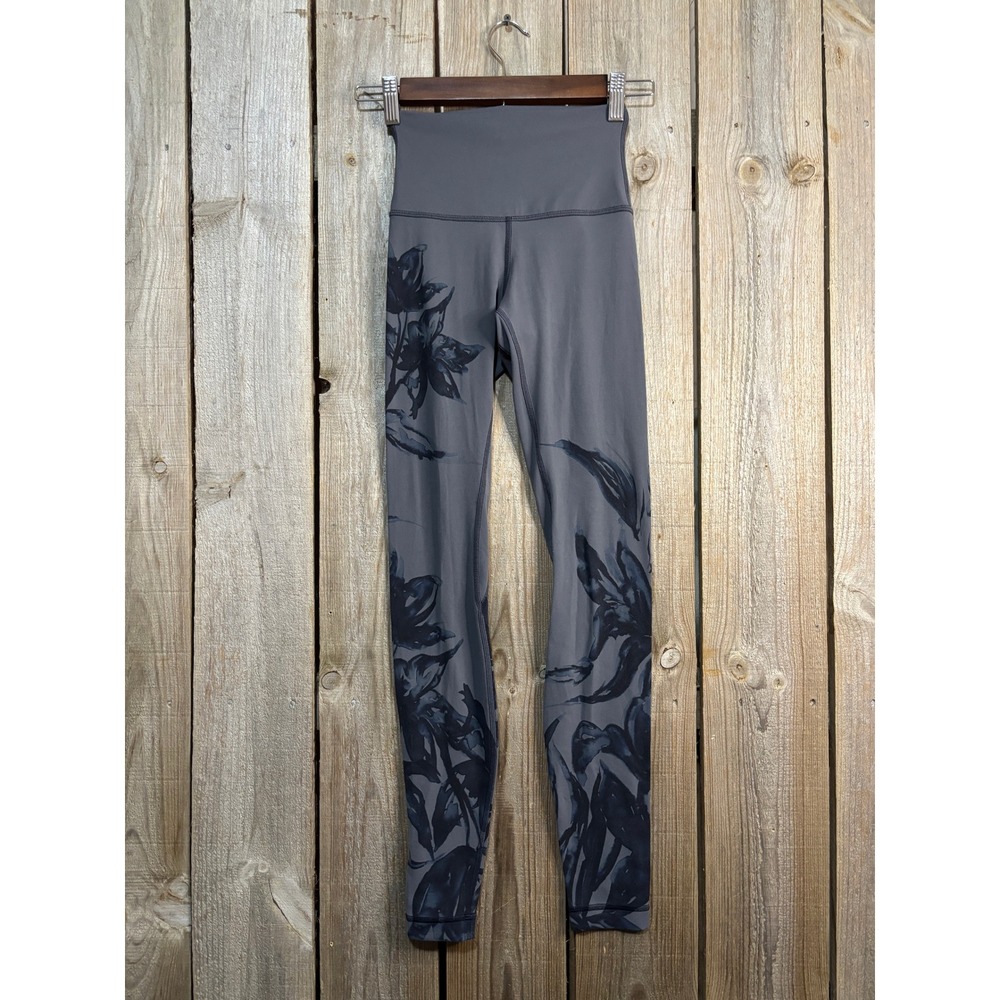 Lululemon Wunder Under High Rise Tight 28 Floral Grey Leggings W5DXSS Size 2